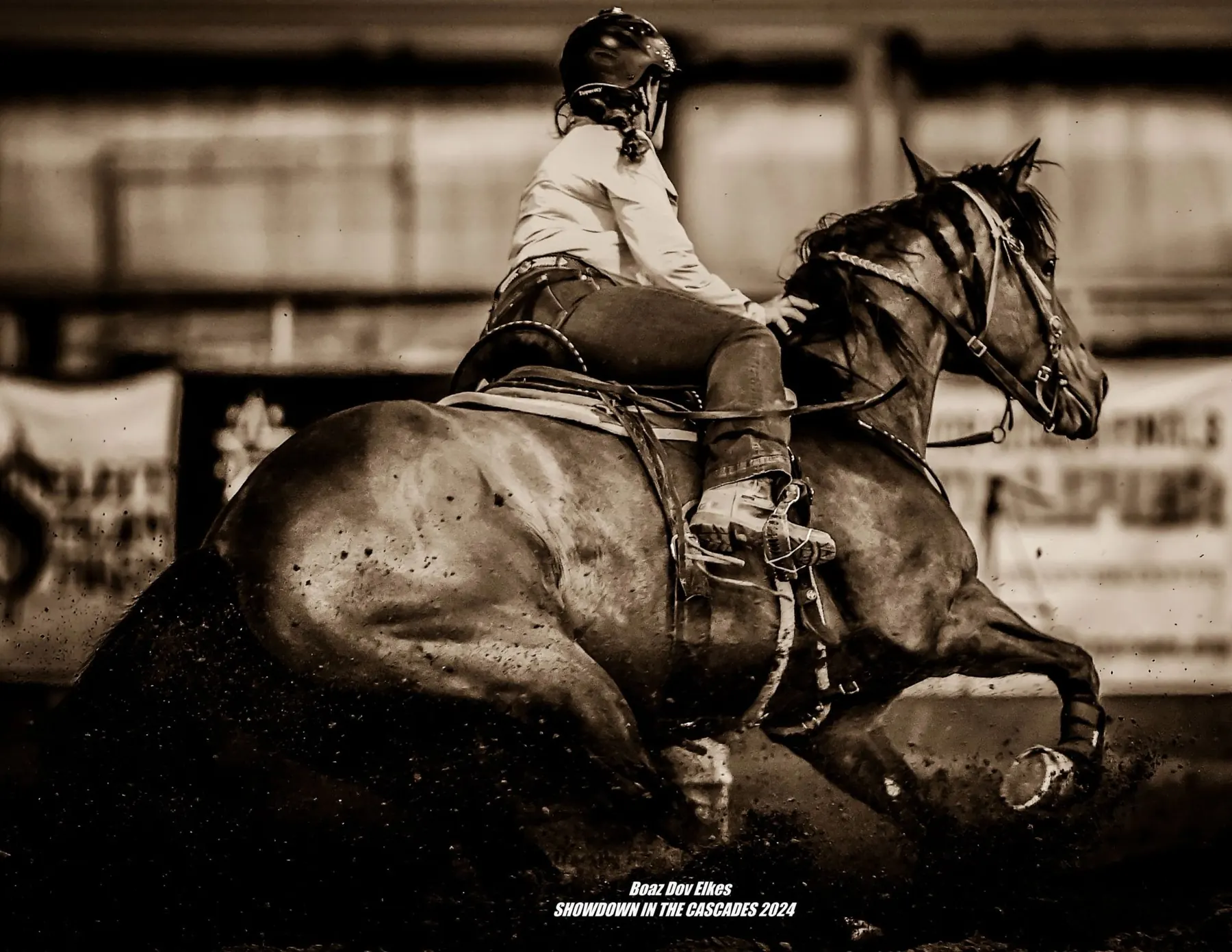 Tanya rounding a barrel at Showdown in the Cascades 2024